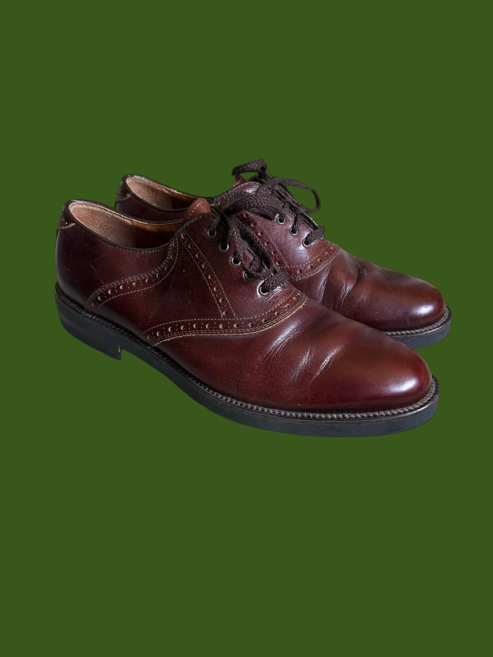 Johnston & Murphy Mens Brown Leather Saddle Oxford Lace Dress Shoes 15975 Sz 12